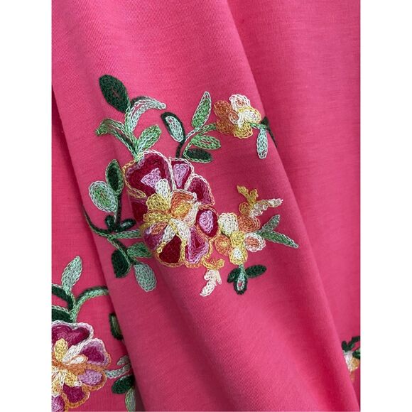 New Fig and Flower Coral Button Up Embroidery Blouse Sz L - Picture 9 of 12